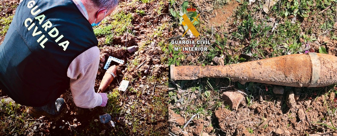 Encuentra una granada de la Guerra Civil mientras araba en una finca extremeña