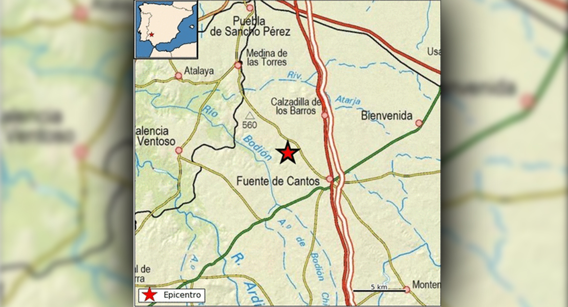 Terremoto de madrugada en el sur de la provincia de Badajoz