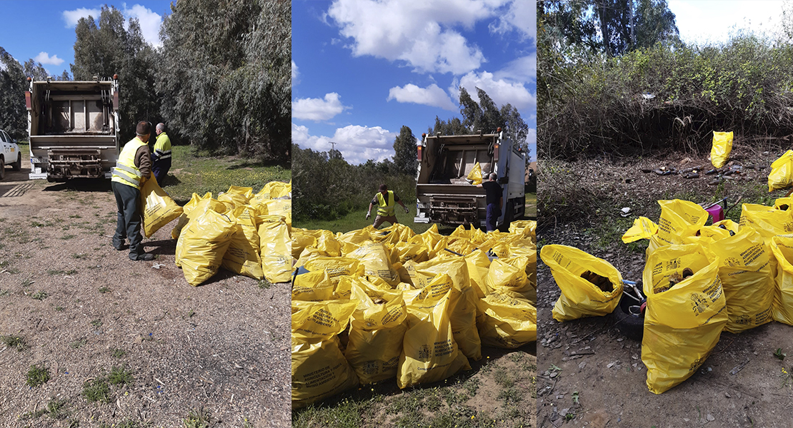 Recogen más de 1.000 sacos de basura de las orillas del Guadiana