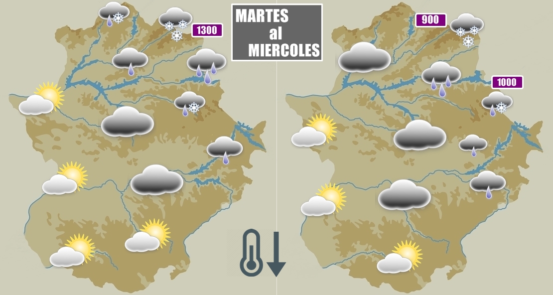 Las temperaturas bajarán 10 grados en Extremadura