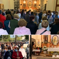 Centenares de ciudadanos acuden a la ermita tras el ataque a la patrona de Los Santos de Maimona