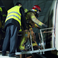 Simulacro de emergencia en el túnel que pasa por el tramo Plasencia - Badajoz