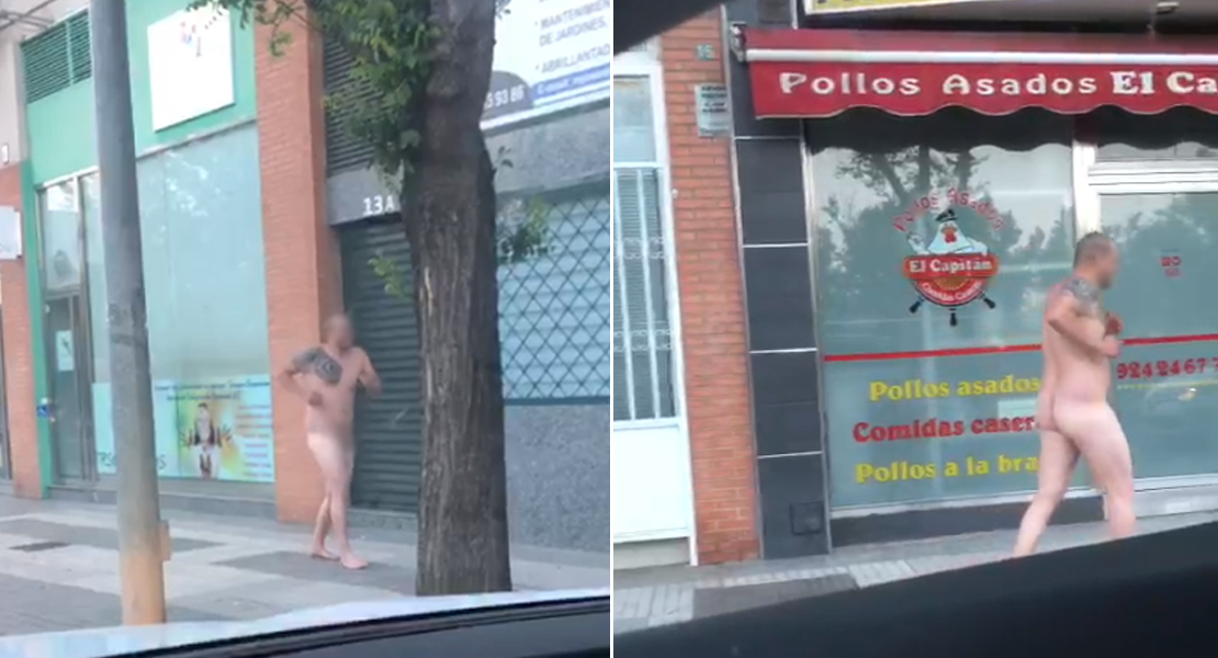 Las imágenes del hombre que recorrió Badajoz desnudo la pasada jornada