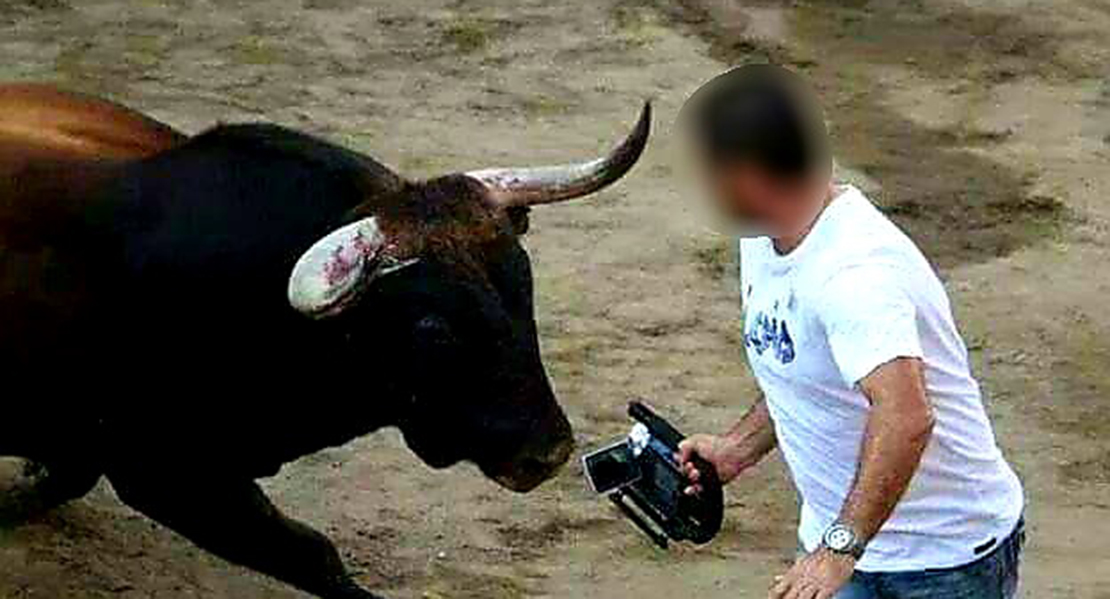 Un toro cornea a un cámara extremeño