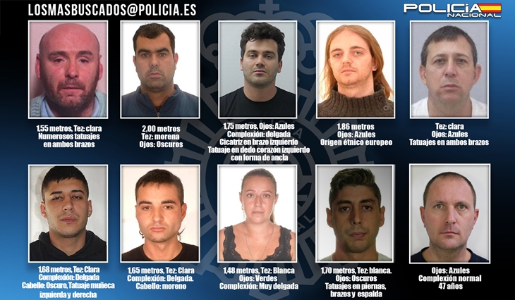 Buscan a diez fugitivos que podrían encontrarse en España