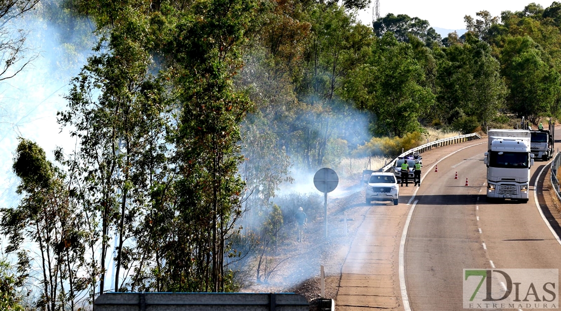 Desde las 15h se lucha para controlar un incendio al oeste de Badajoz capital