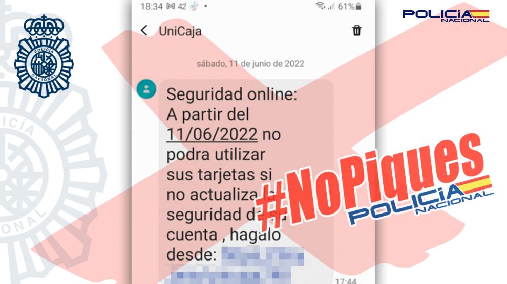 La Policía Nacional alerta sobre unos SMS que simulan ser tu banco