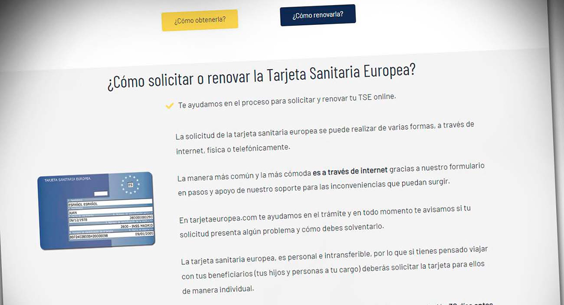 Denuncian la simulación de una web para gestionar la renovación de la Tarjeta Sanitaria Europea