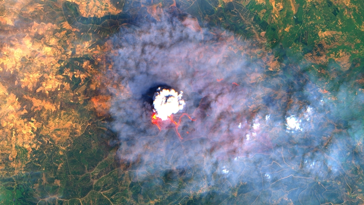 Así se ve el incendio de Las Hurdes desde el satélite Sentinel-2