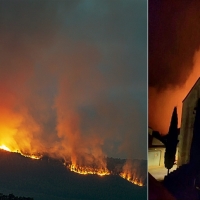 Madrugada complicada. El incendio salta la Autovía A5 y obliga a cortarla