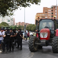Imágenes de la tractorada del campo extremeño a su llegada a Badajoz