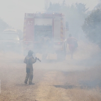 Incendio forestal en San Isidro (Badajoz)