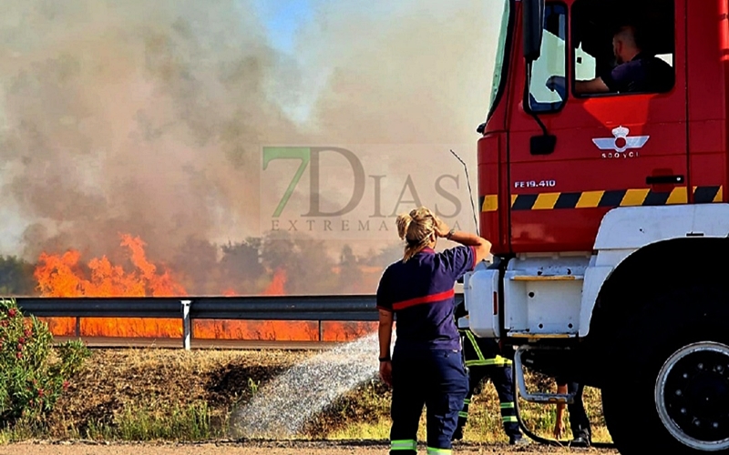 Un incendio se queda a las puertas de la Base Aérea de Talavera (BA)