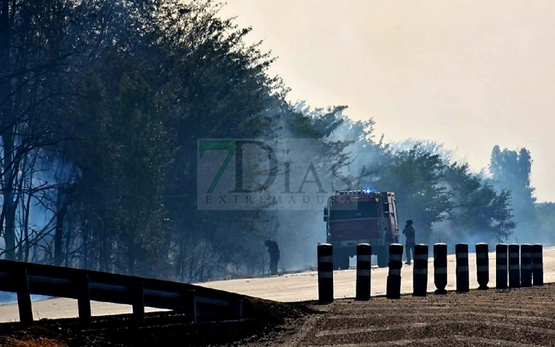 Un incendio se queda a las puertas de la Base Aérea de Talavera (BA)