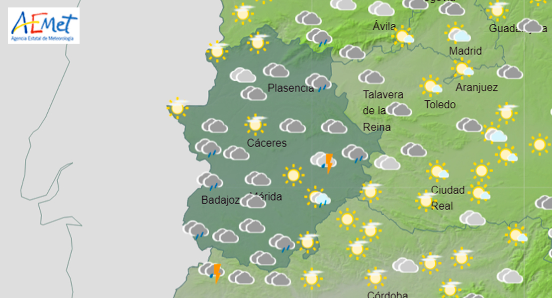Lluvia y tormentas de verano este fin de semana en Extremadura