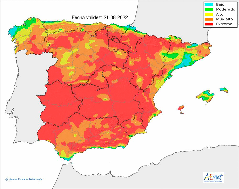 Riesgo extremo de incendios este domingo en Extremadura