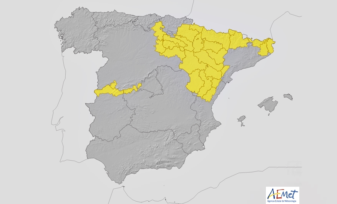 Alerta amarilla por tormentas en el norte extremeño