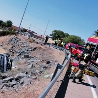 Accidente grave y traslado en helicóptero en Zalamea de la Serena