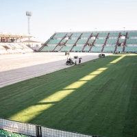 El estadio Romano comienza a recuperar su césped