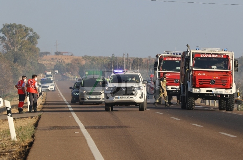 Nivel 1 de Peligrosidad en un incendio a las afueras de Badajoz