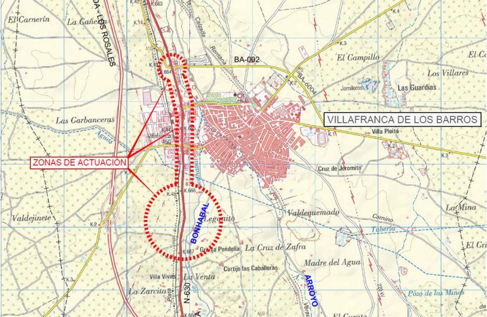 Construirán una glorieta y acerado en los accesos a Villafranca de los Barros
