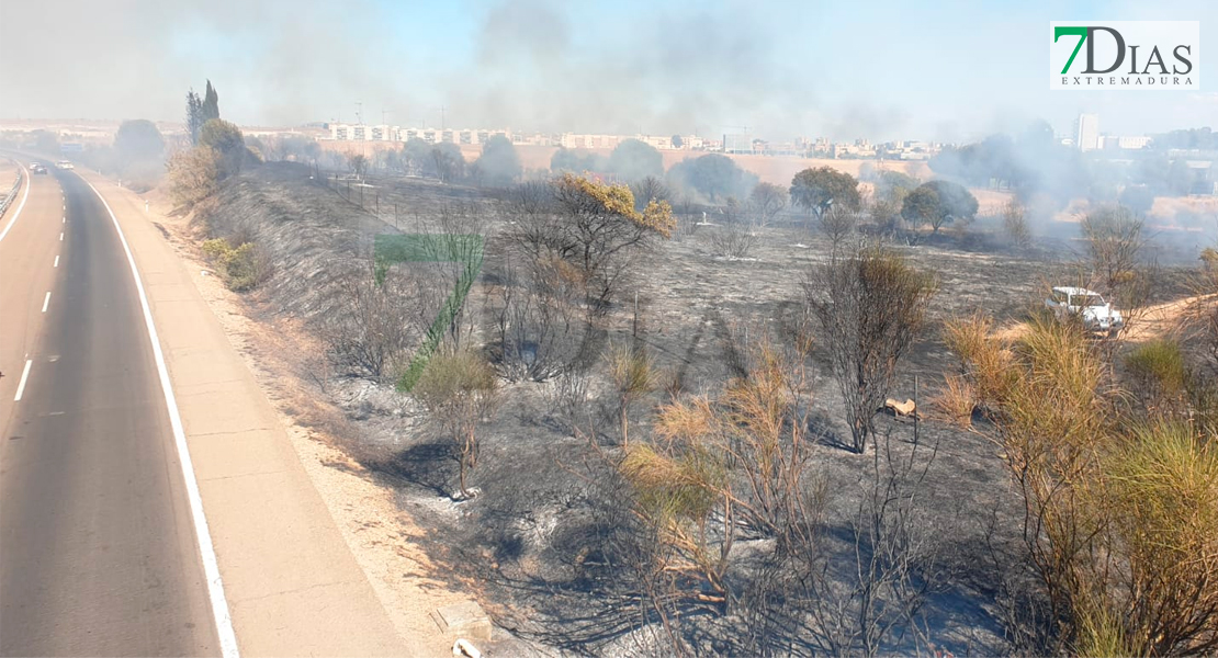 Incendio cercano a la autovía frente a Las Bóvedas (Badajoz)j