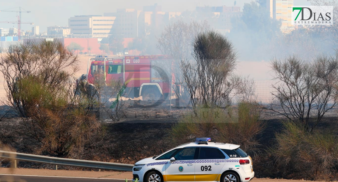 Incendio cercano a la autovía frente a Las Bóvedas (Badajoz)j