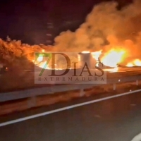 Cortado un carril de la A-66 cerca de Monesterio (Badajoz)