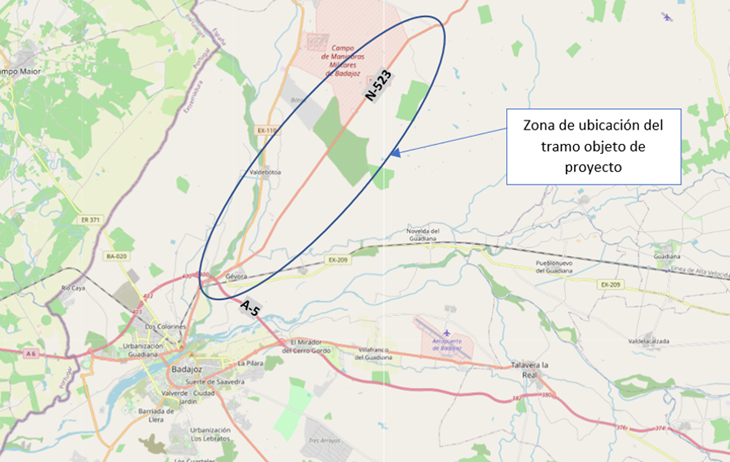 Proyecto de trazado y construcción del tramo de la autovía A-58 entre Bótoa y Badajoz
