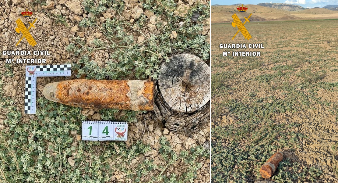 La falta de agua descubre un peligroso misil de la Guerra Civil en Extremadura