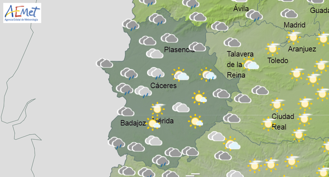 Parte de Extremadura en alerta este martes por lluvias