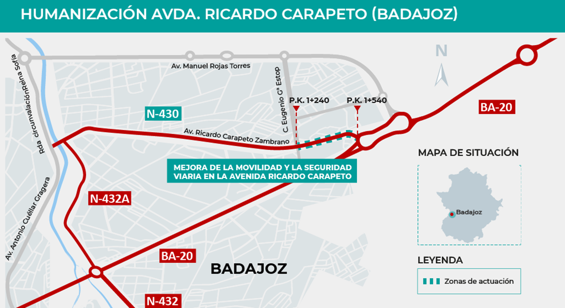 Licitan las obras de la avenida Ricardo Carapeto en Badajoz