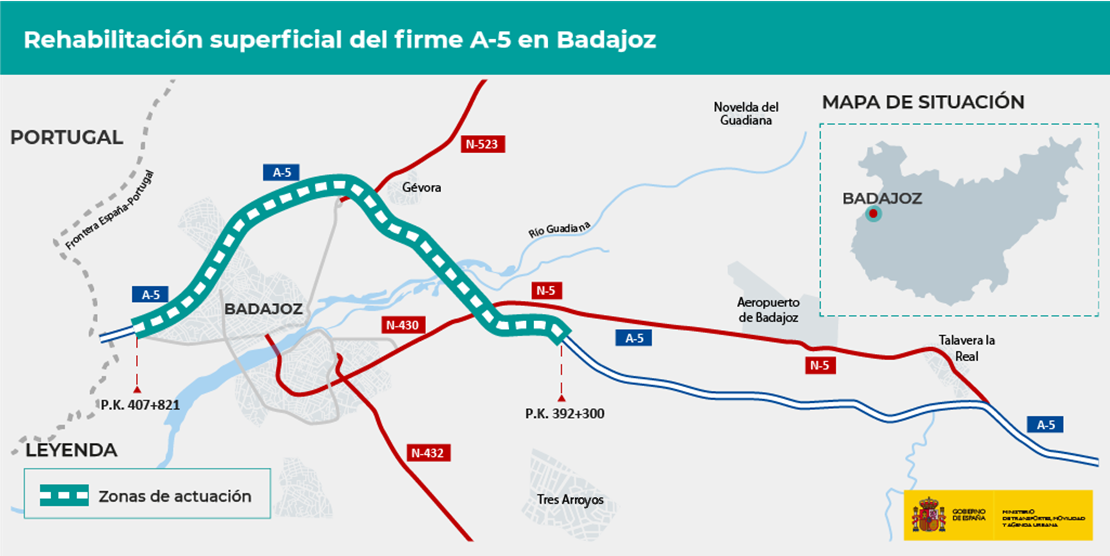 Se aproximan obras en la autovía A5, en el entorno urbano de Badajoz