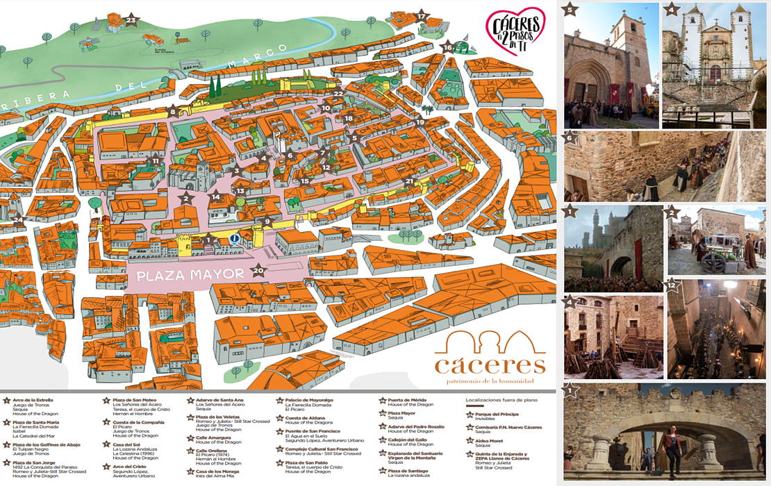 Cáceres presenta un mapa turístico sobre los rodajes que ha acogido
