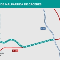 Adjudicadas las obras de la variante de Malpartida de Cáceres en N-521
