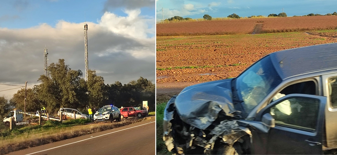 Colisión en la carretera Badajoz/Cáceres a la altura del Tiro Pichón