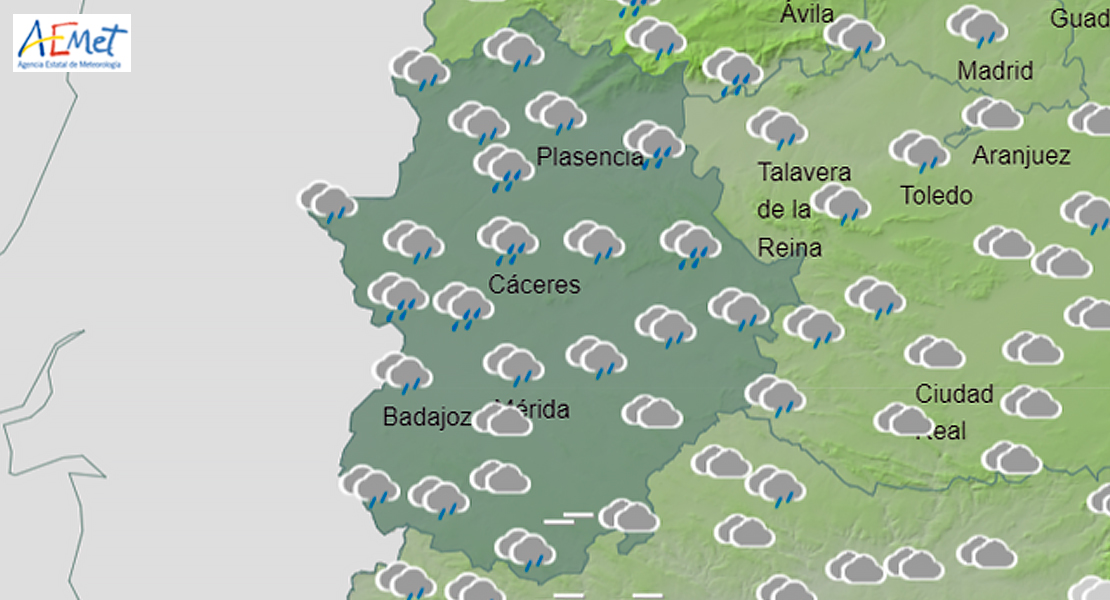 Volverá a llover con fuerza este sábado en parte de Extremadura
