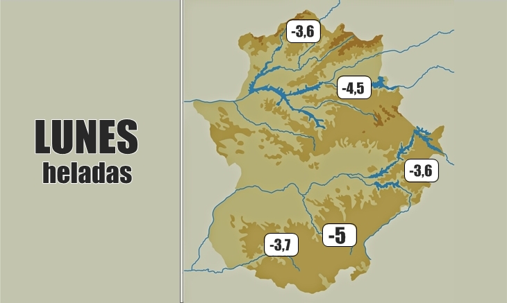 Un pueblo extremeño registra este lunes 5 grados bajo cero