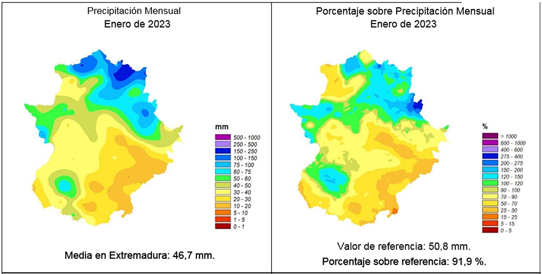BALANCE: Enero fue normal en lluvias y temperaturas en Extremadura