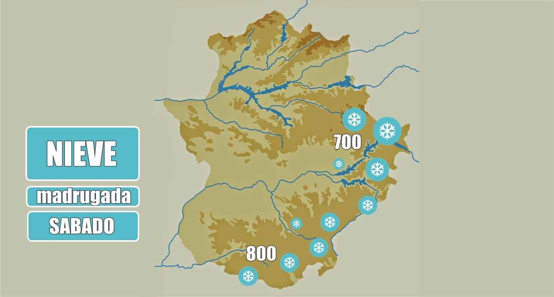 Nevadas en el este de Extremadura durante el sábado