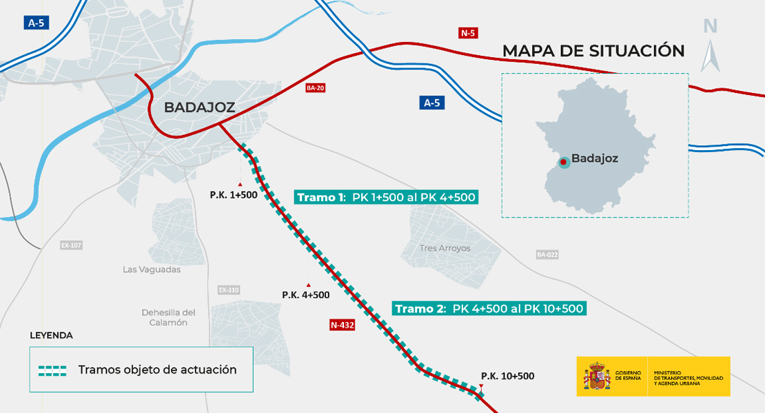 22 millones de € para construir 7 glorietas y mejorar el acceso sur a Badajoz
