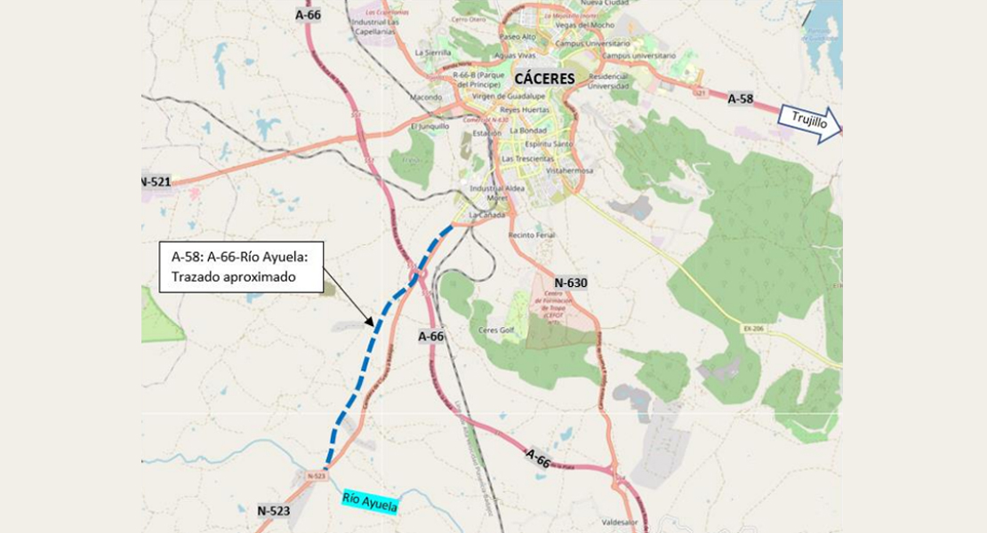 Contrato de obras del primer tramo de la A-58 entre Cáceres y Badajoz