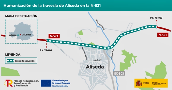 Aprobado el proyecto de la N-521 a su paso por Aliseda