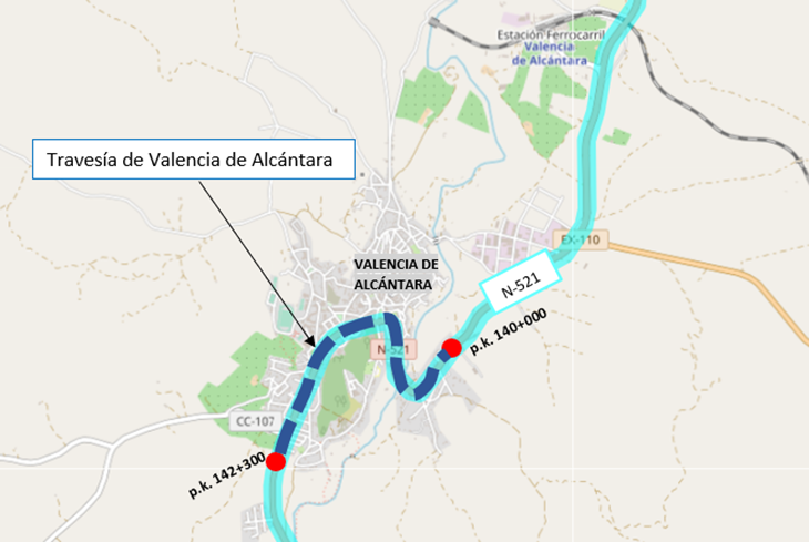 Obras de rehabilitación del firme en la carretera N-521