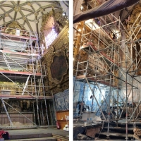Portugueses restauran el retablo de la iglesia de la Magdalena de Olivenza