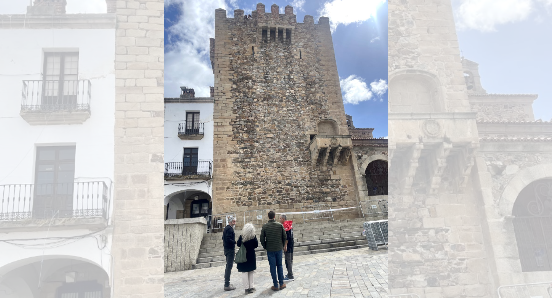 Las obras de emergencia en la Torre de Bujaco finalizan esta semana en Cáceres