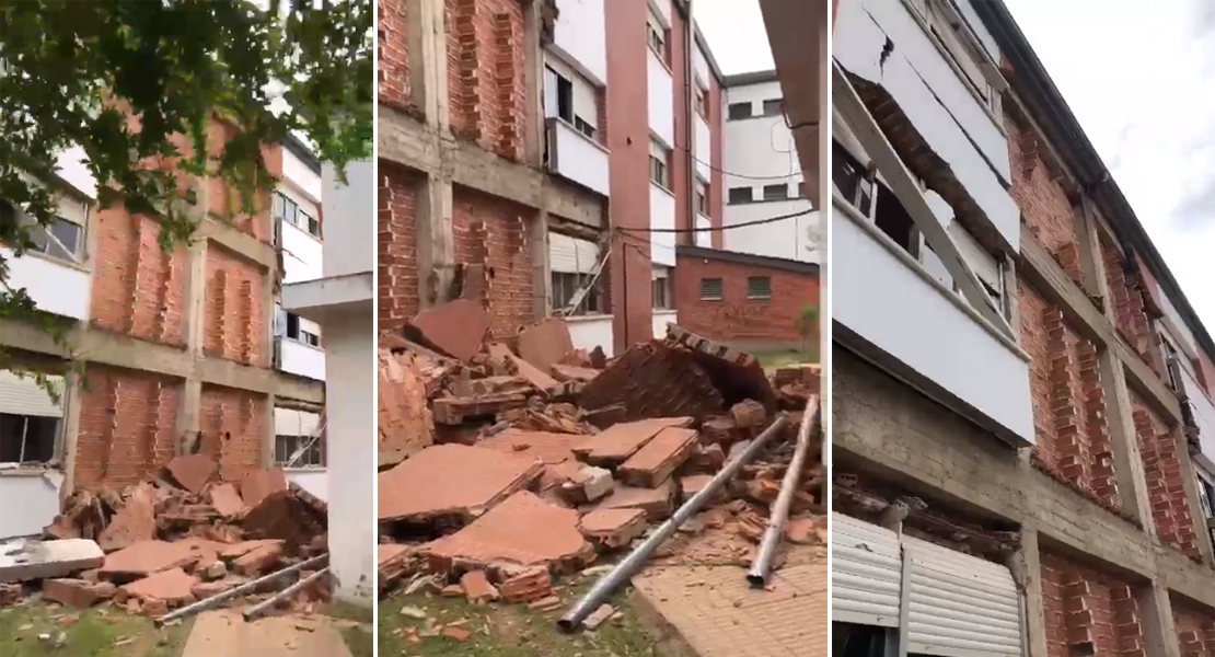 Cae al suelo una pared en el instituto Gabriel y Galán de Plasencia