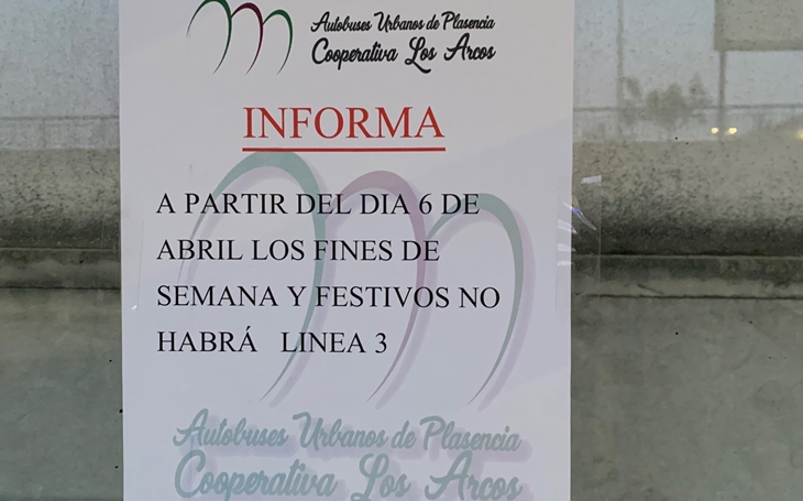 Exigen que no se elimine la línea 3 durante los fines de semana y festivos en Plasencia