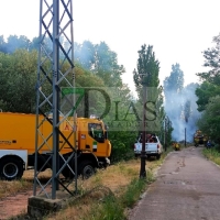 Un amplio dispositivo lucha contra un incendio activo en Plasencia