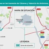 Obras de rehabilitación de varias travesías extremeñas en la carretera N-521